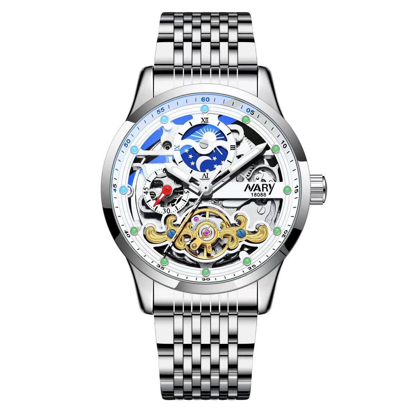 Fashion high-end luminous waterproof steel band fully automatic mechanical watch 28